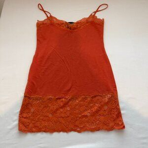 Vintage Y2K Wet Seal Orange Lace Trim Cami Tank Top Women’s Medium Spaghetti Str